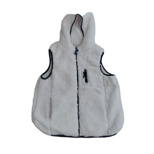 Weatherproof Vest Women's Size Medium Zip Up Fluffy Hoodie White Jacket Vest